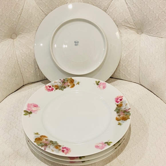 JE21-Vintage 4 PIECE SET Bavarian Cottagecore Cottage Roses Plates - Picture 8 of 11